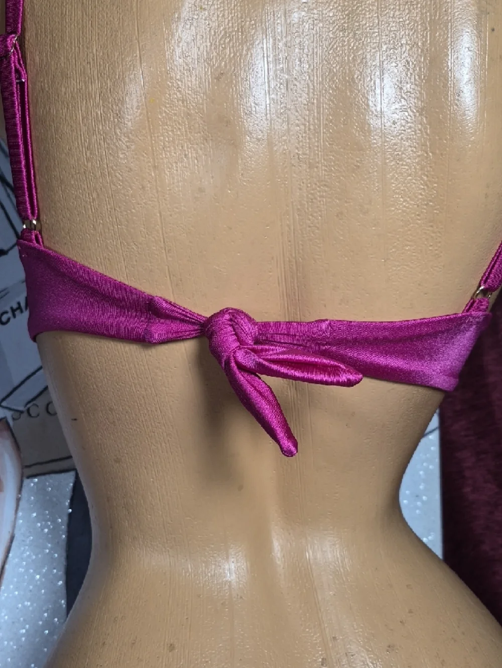 VICTORIA'S SECRET Plunge Push-Up swim Bra with Rhinestone Trim Fuchsia Pink 2207